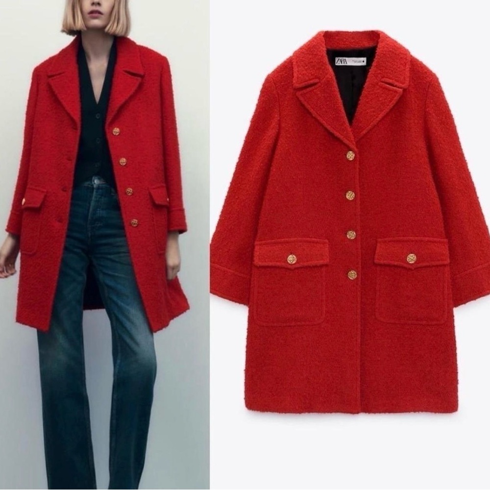 Zara Tweed Red Coat